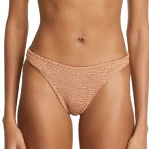New Hunza G Metallic Cocoa Bikini Bottoms Tan Brown Neutral Crinkle Stretchy